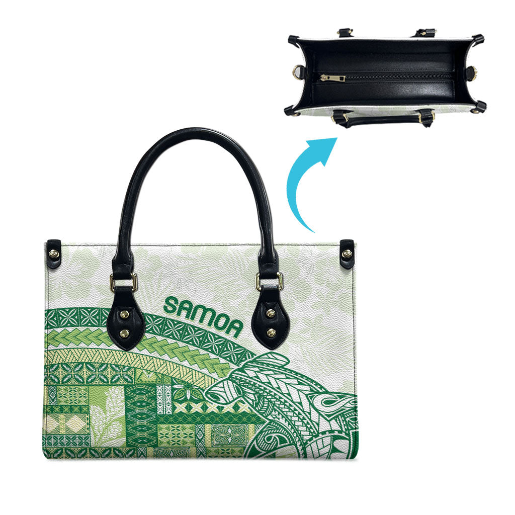 Samoa Mamanu Siapo Forest Green Leather Bag Tatau Malie