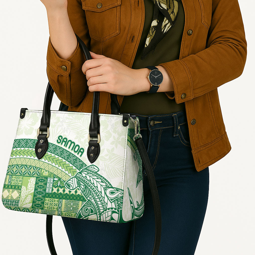 Samoa Mamanu Siapo Forest Green Leather Bag Tatau Malie