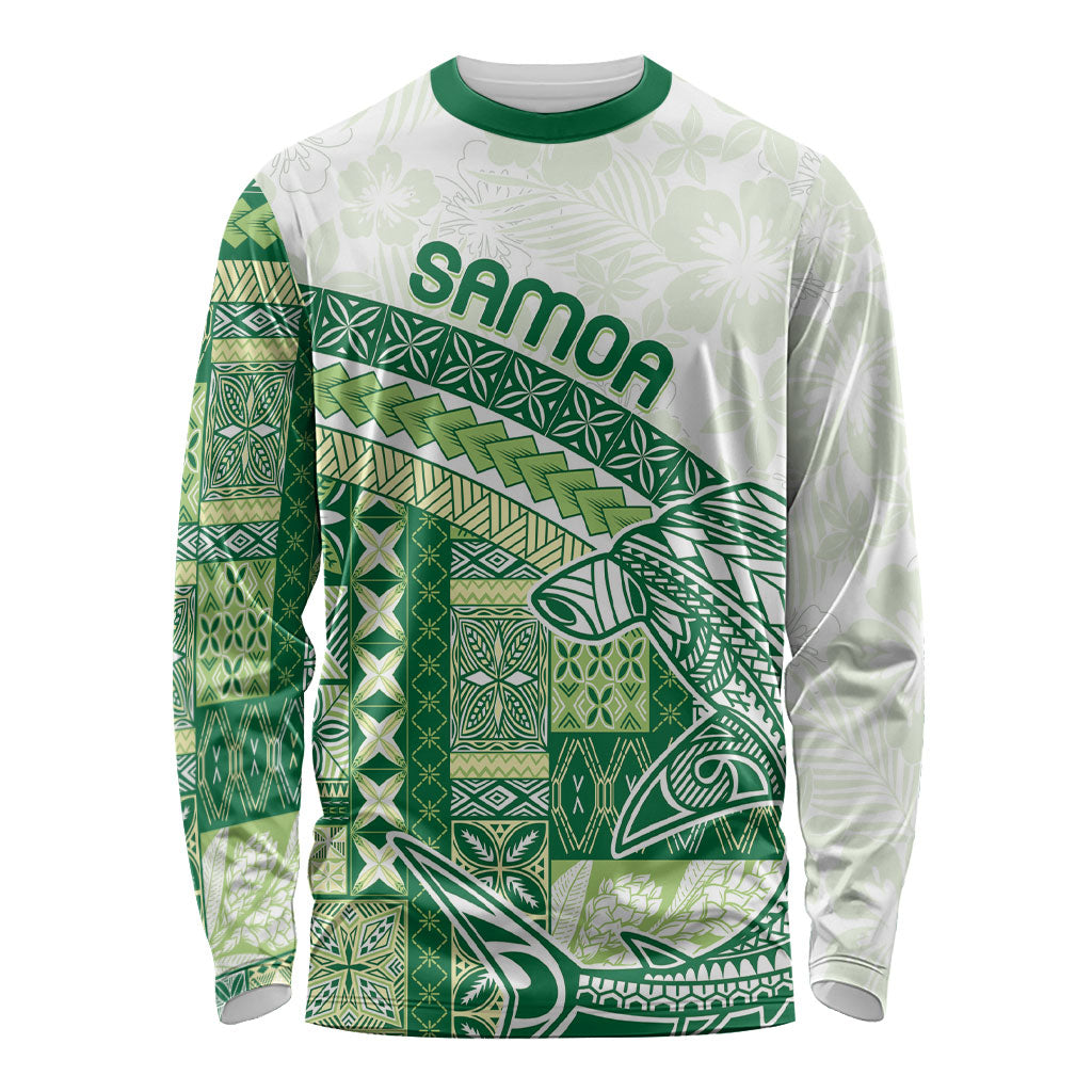 Samoa Mamanu Siapo Forest Green Long Sleeve Shirt Tatau Malie