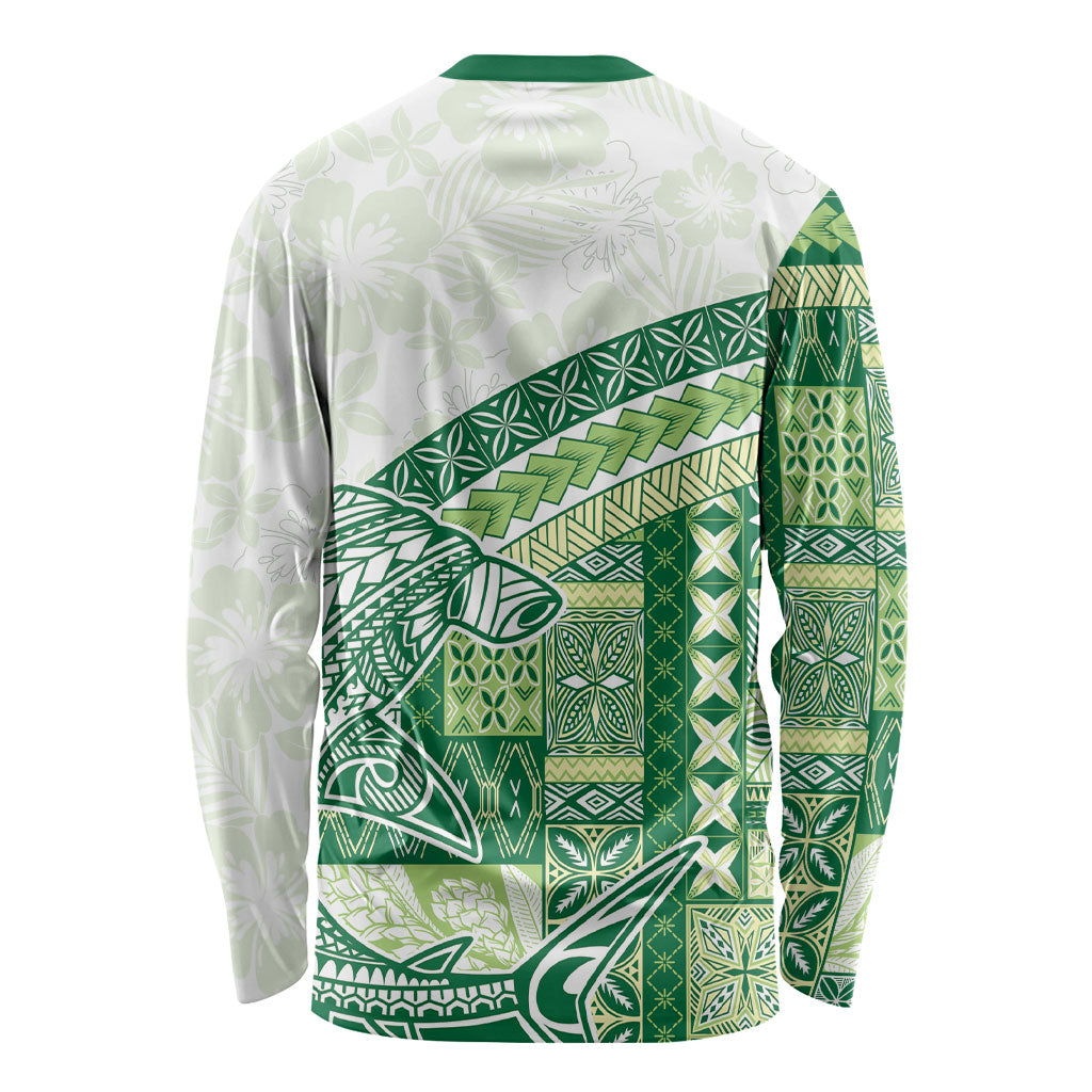 Samoa Mamanu Siapo Forest Green Long Sleeve Shirt Tatau Malie
