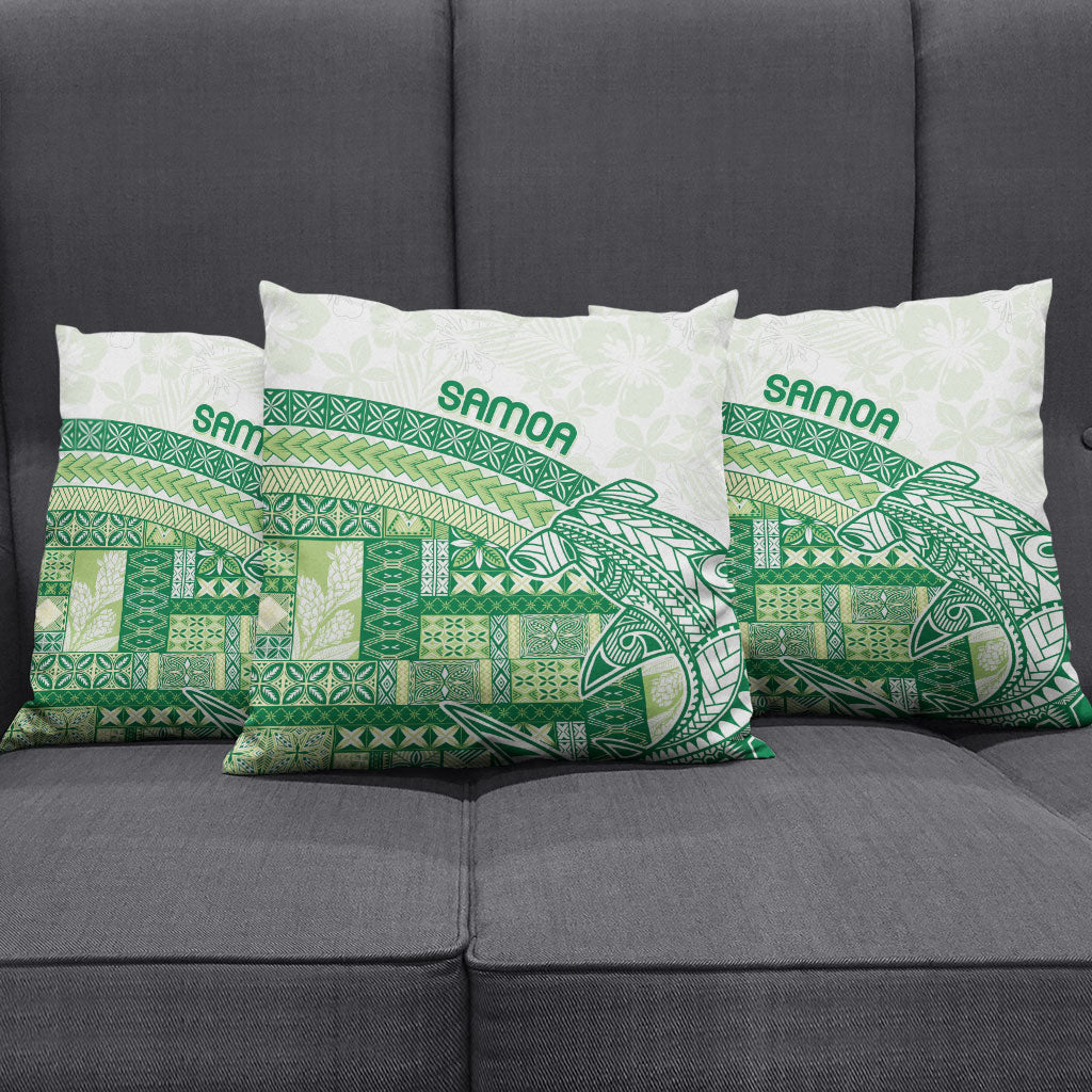 Samoa Mamanu Siapo Forest Green Pillow Cover Tatau Malie