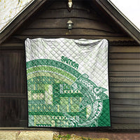 Samoa Mamanu Siapo Forest Green Quilt Tatau Malie