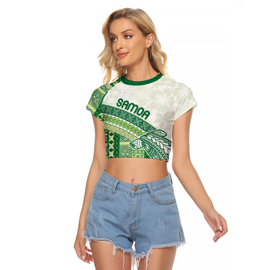 Samoa Mamanu Siapo Forest Green Raglan Cropped T Shirt Tatau Malie