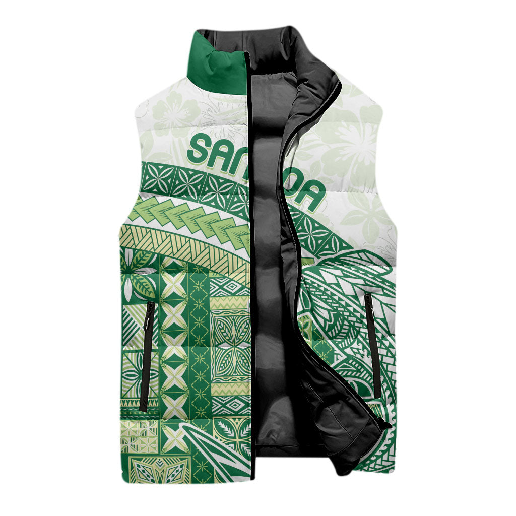Samoa Mamanu Siapo Forest Green Sleeveless Puffer Jacket Tatau Malie