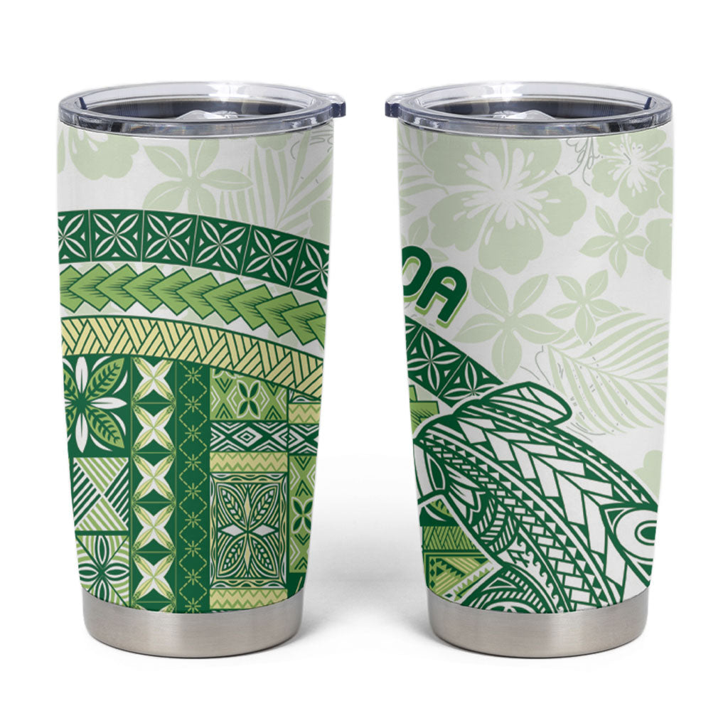 Samoa Mamanu Siapo Forest Green Tumbler Cup Tatau Malie