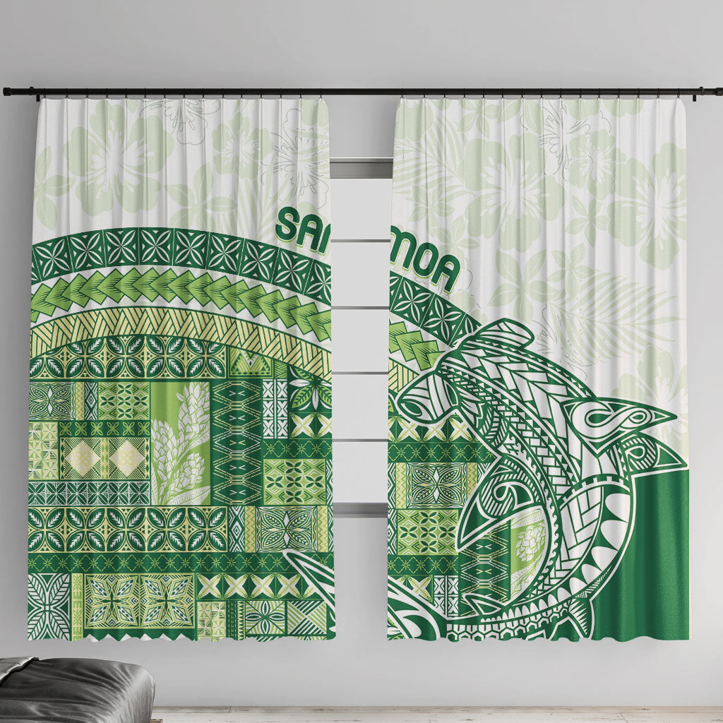 Samoa Mamanu Siapo Forest Green Window Curtain Tatau Malie