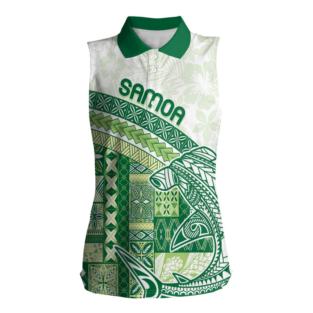 Samoa Mamanu Siapo Forest Green Women Sleeveless Polo Shirt Tatau Malie