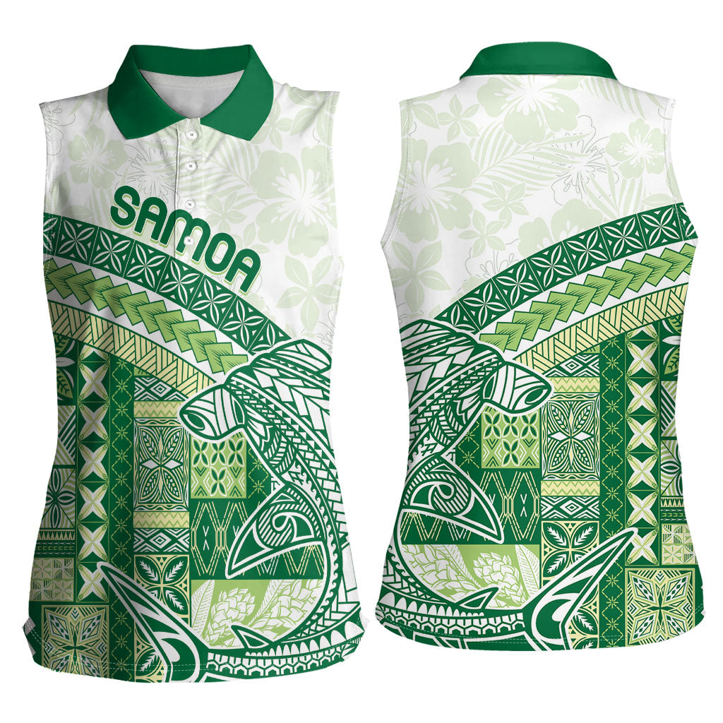 Samoa Mamanu Siapo Forest Green Women Sleeveless Polo Shirt Tatau Malie