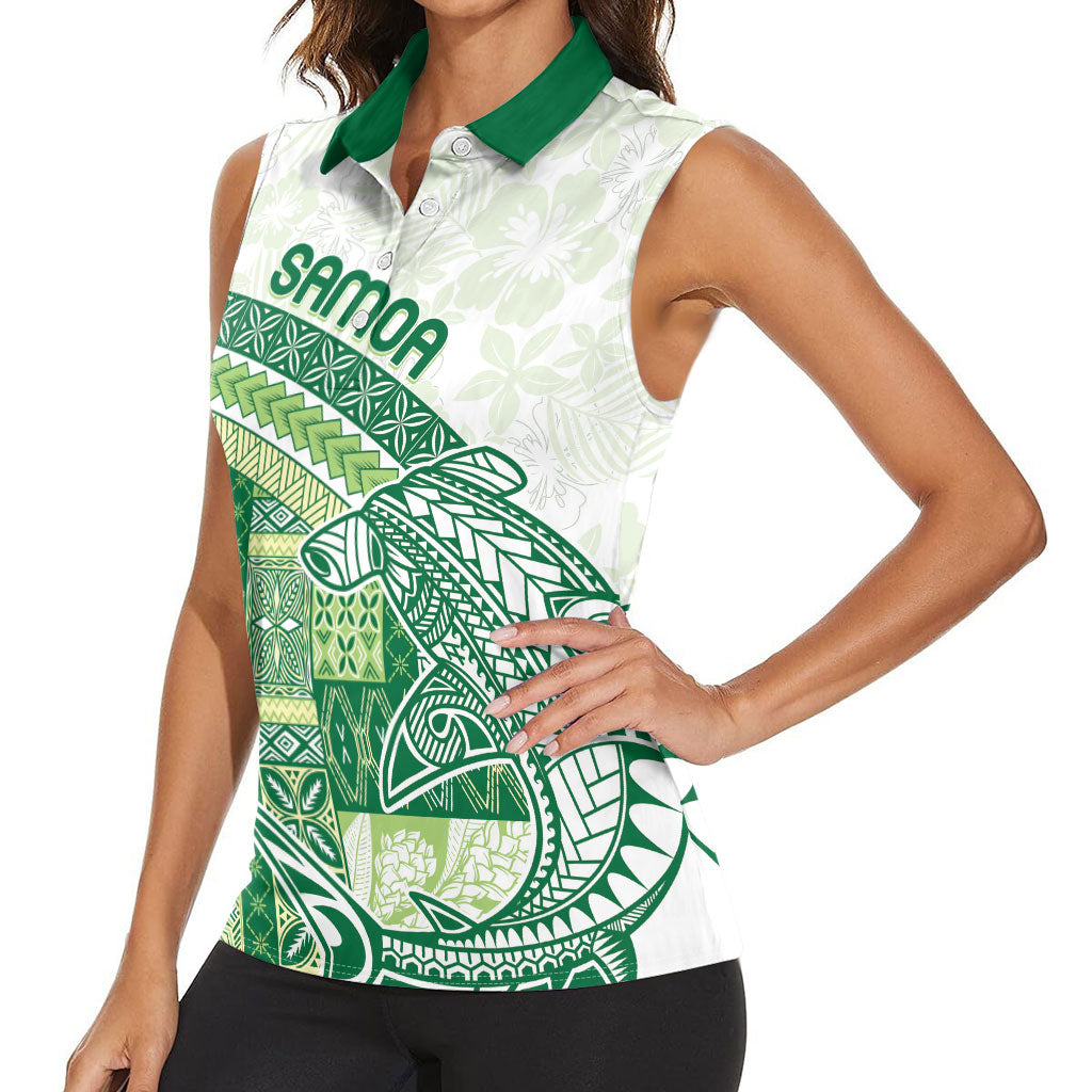 Samoa Mamanu Siapo Forest Green Women Sleeveless Polo Shirt Tatau Malie