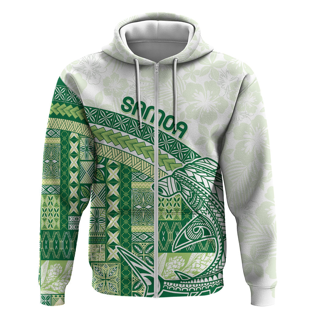 Samoa Mamanu Siapo Forest Green Zip Hoodie Tatau Malie LT7 Zip Hoodie Forest Green - Polynesian Pride