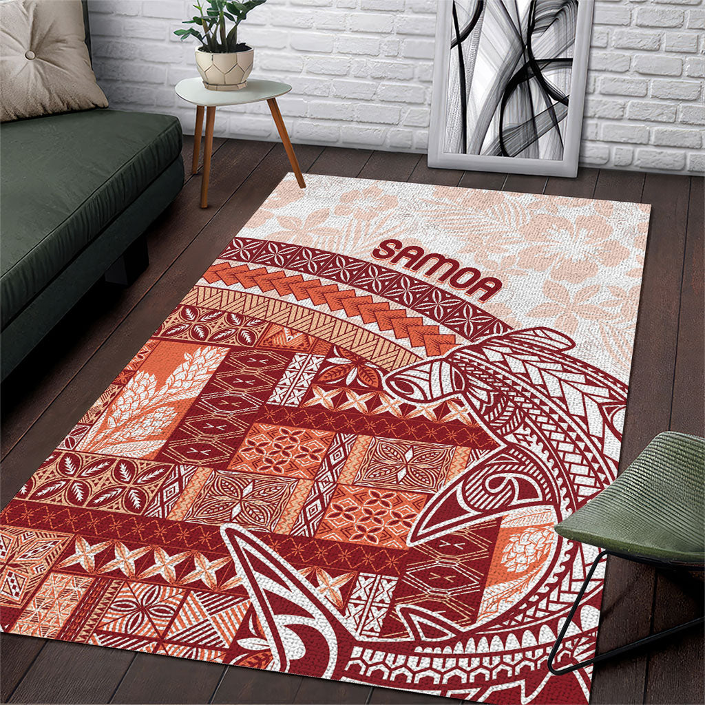Samoa Mamanu Siapo Crimson Area Rug Tatau Malie