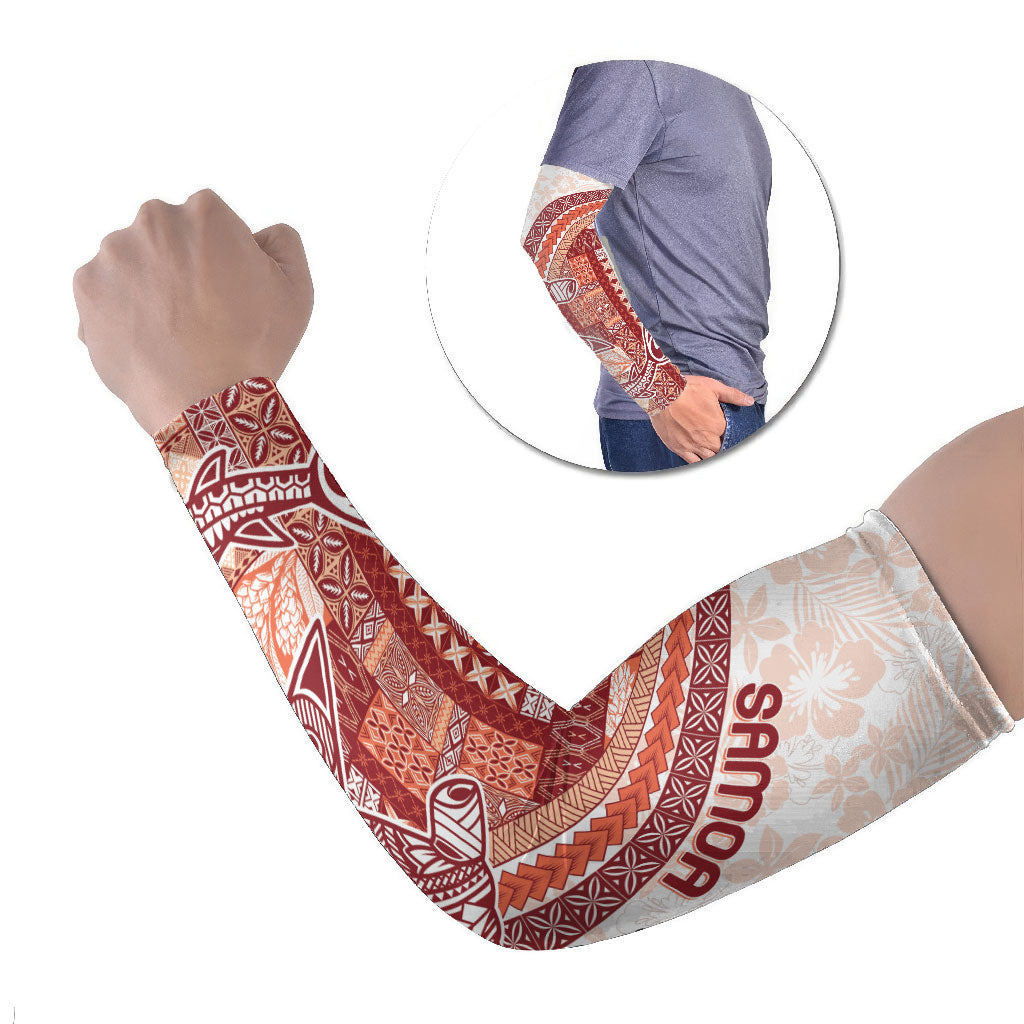 Samoa Mamanu Siapo Crimson Arm Sleeves Tatau Malie