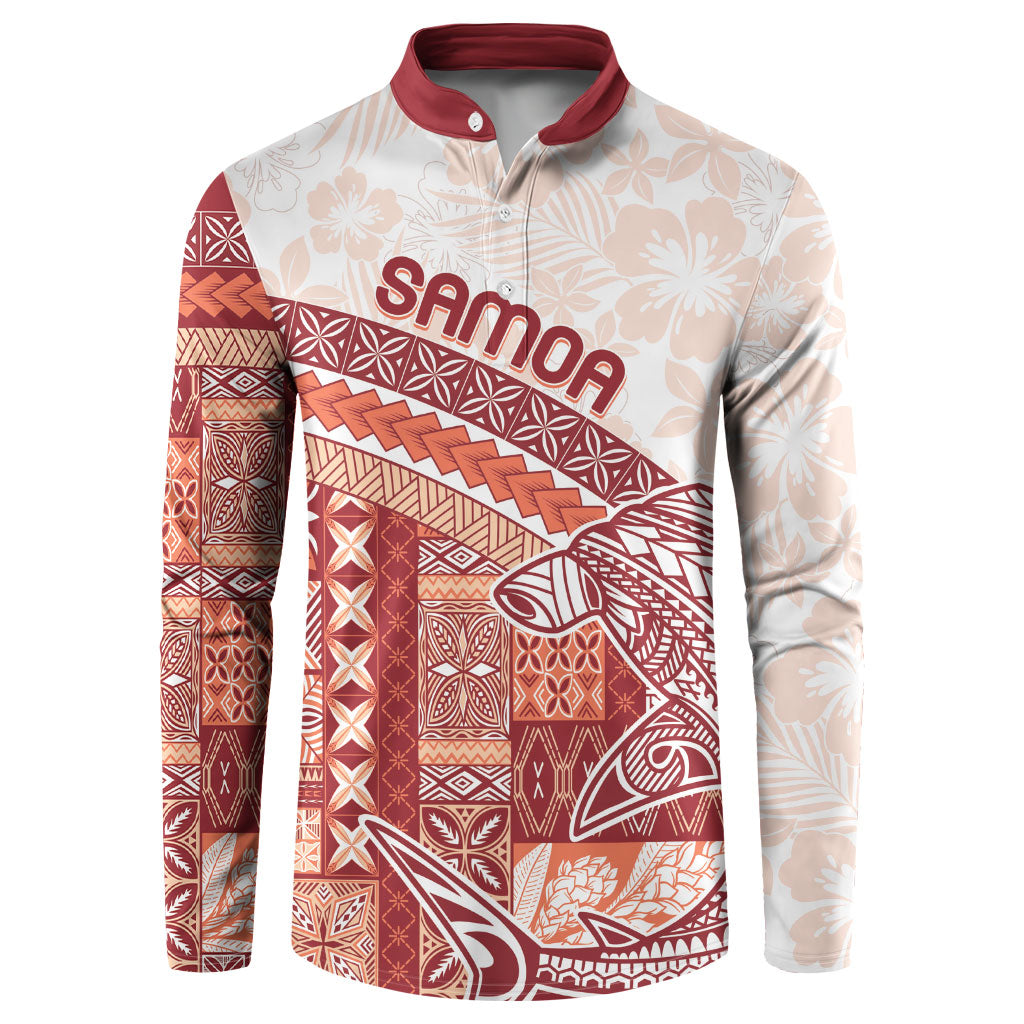 Samoa Mamanu Siapo Crimson Button Sweatshirt Tatau Malie LT7 Red - Polynesian Pride