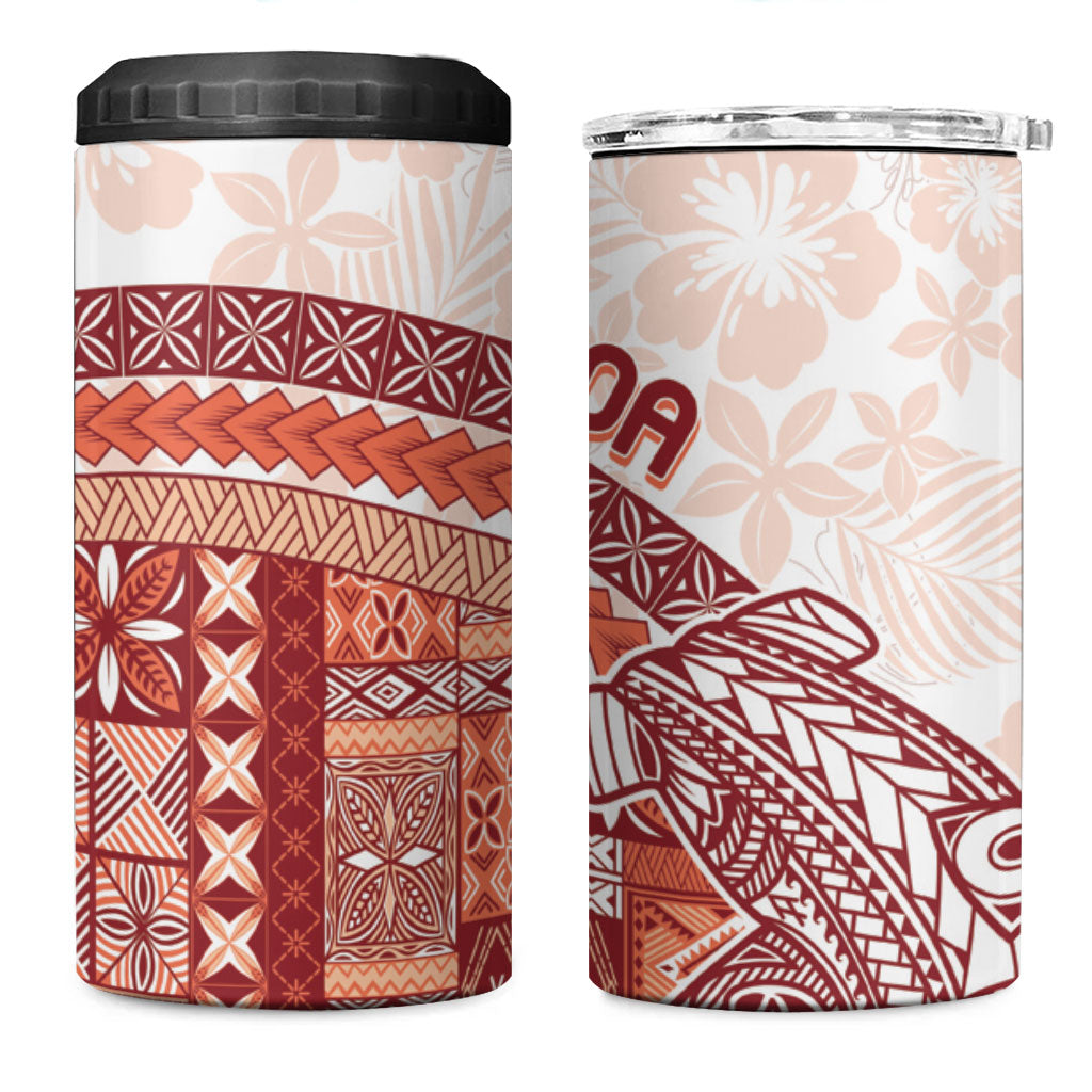 Samoa Mamanu Siapo Crimson 4 in 1 Can Cooler Tumbler Tatau Malie