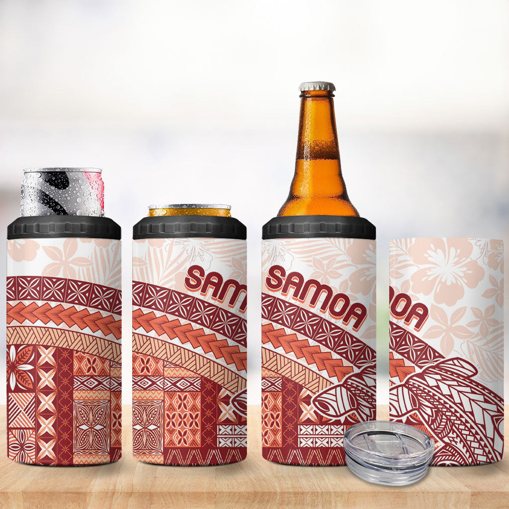 Samoa Mamanu Siapo Crimson 4 in 1 Can Cooler Tumbler Tatau Malie