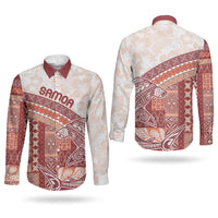 Samoa Mamanu Siapo Crimson Couples Matching Short Sleeve Bodycon Dress and Long Sleeve Button Shirt Tatau Malie