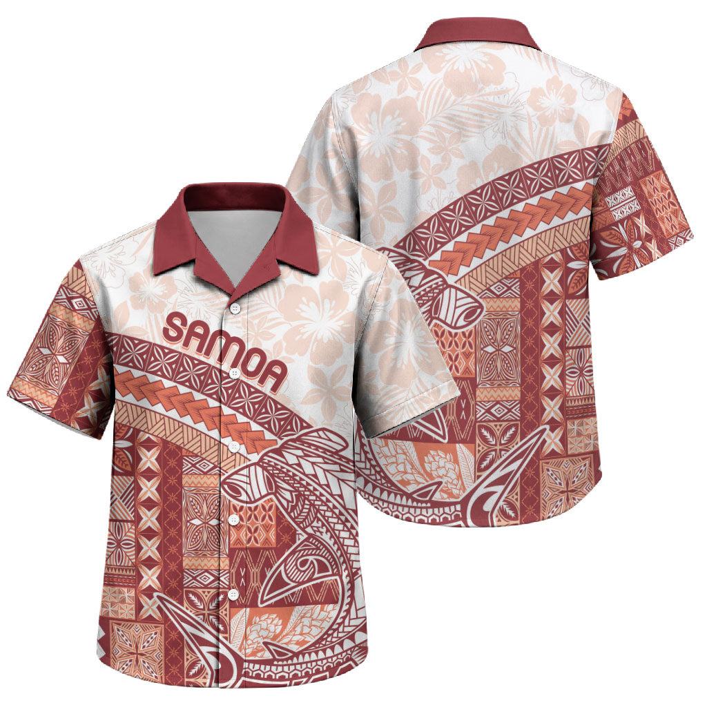 Samoa Mamanu Siapo Crimson Family Matching Off Shoulder Short Dress and Hawaiian Shirt Tatau Malie