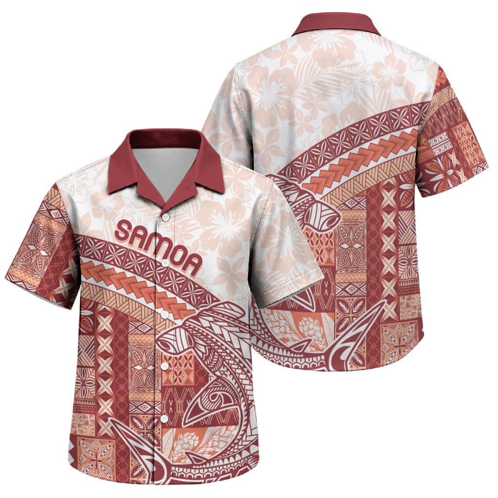 Samoa Mamanu Siapo Crimson Family Matching Puletasi and Hawaiian Shirt Tatau Malie