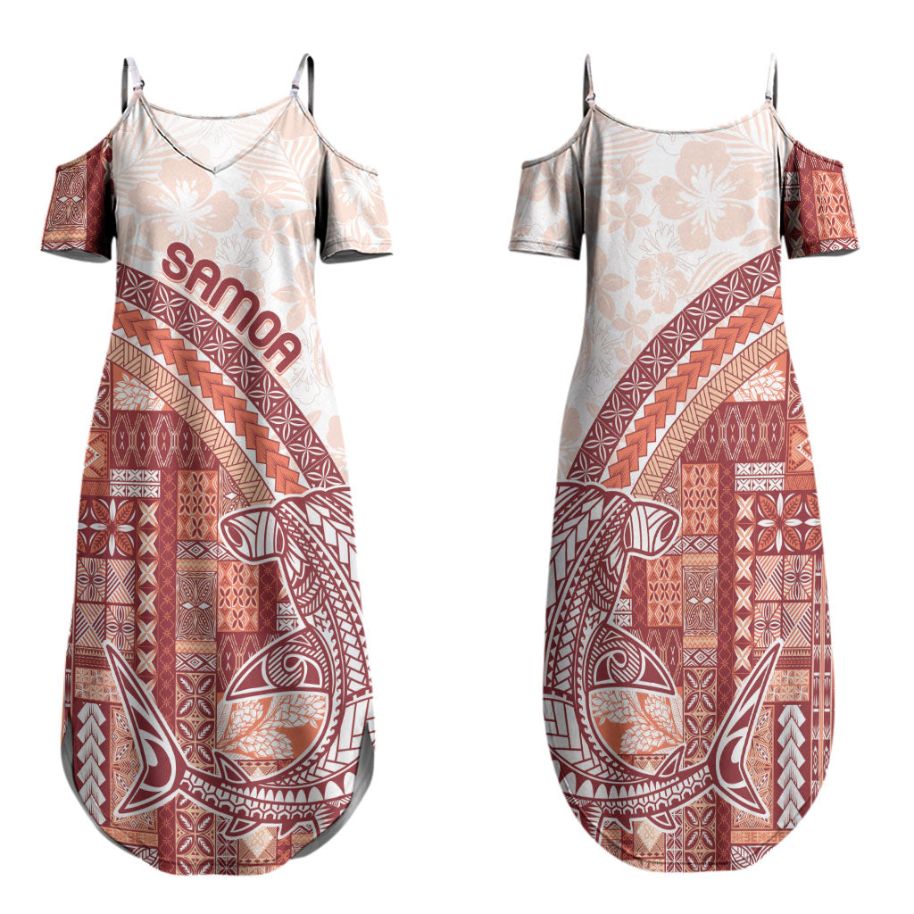 Samoa Mamanu Siapo Crimson Family Matching Summer Maxi Dress and Hawaiian Shirt Tatau Malie