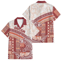 Samoa Mamanu Siapo Crimson Family Matching Summer Maxi Dress and Hawaiian Shirt Tatau Malie