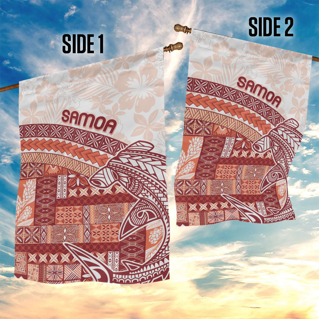 Samoa Mamanu Siapo Crimson Garden Flag Tatau Malie