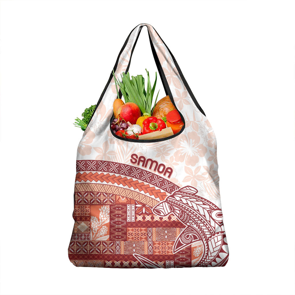 Samoa Mamanu Siapo Crimson Grocery Bag Tatau Malie