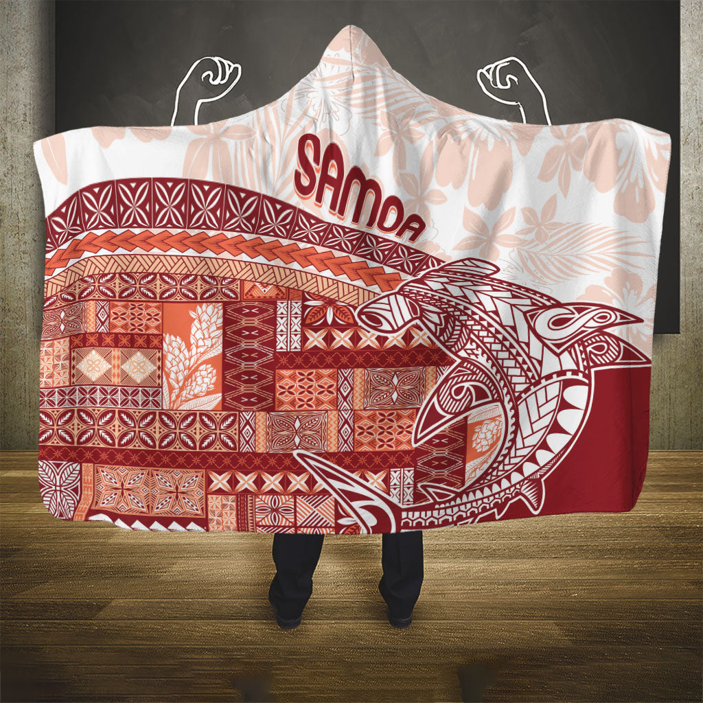 Samoa Mamanu Siapo Crimson Hooded Blanket Tatau Malie