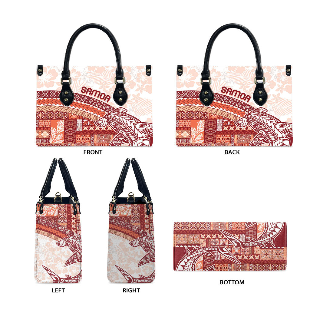 Samoa Mamanu Siapo Crimson Leather Bag Tatau Malie