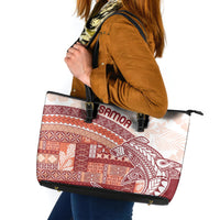 Samoa Mamanu Siapo Crimson Leather Tote Bag Tatau Malie