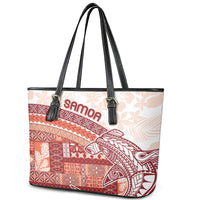 Samoa Mamanu Siapo Crimson Leather Tote Bag Tatau Malie