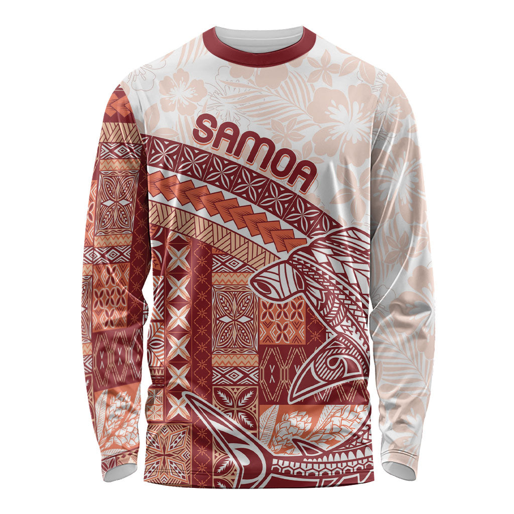 Samoa Mamanu Siapo Crimson Long Sleeve Shirt Tatau Malie LT7 Unisex Red - Polynesian Pride