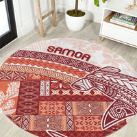 Samoa Mamanu Siapo Crimson Round Carpet Tatau Malie