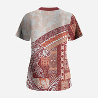 Samoa Mamanu Siapo Crimson Scrub Top Tatau Malie