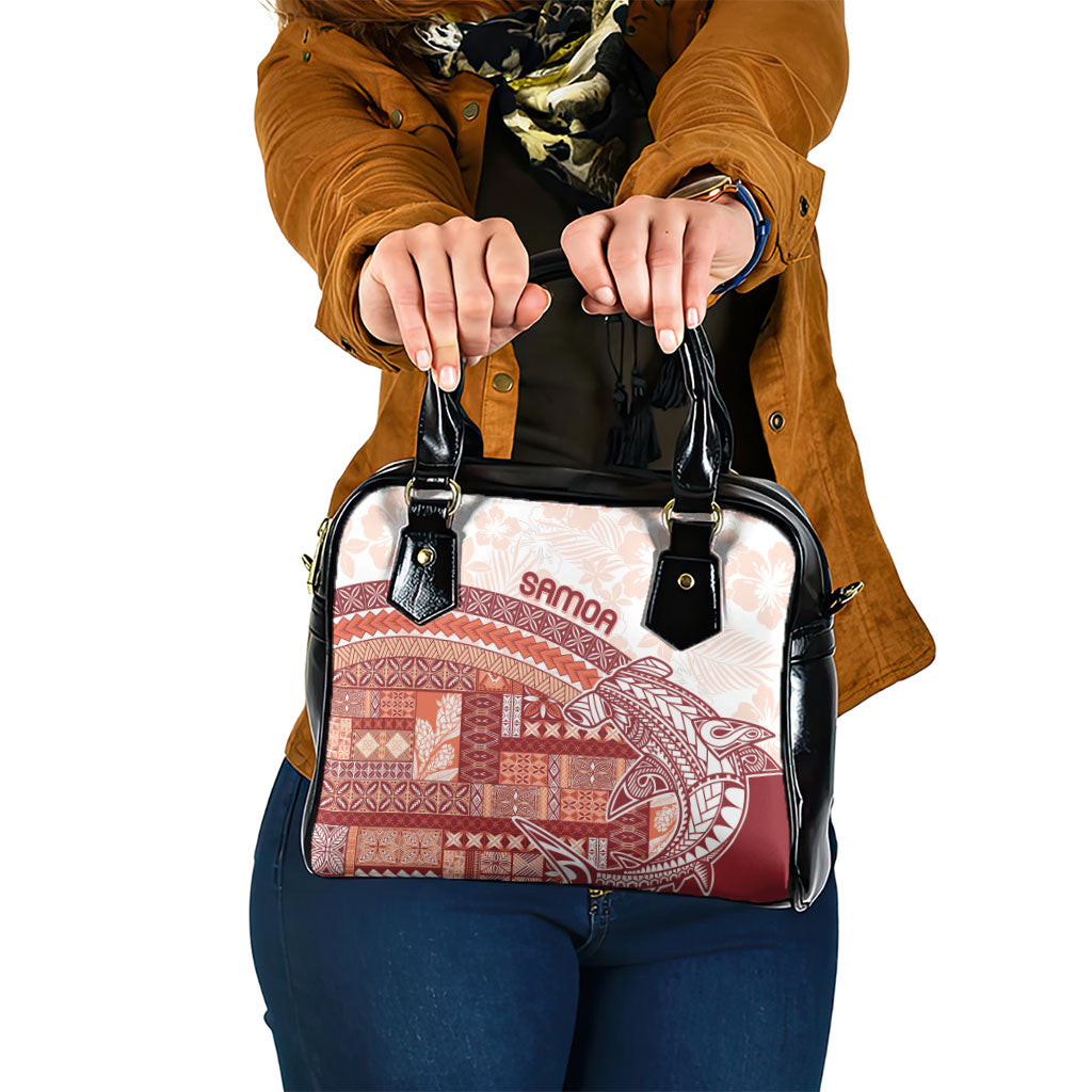 Samoa Mamanu Siapo Crimson Shoulder Handbag Tatau Malie