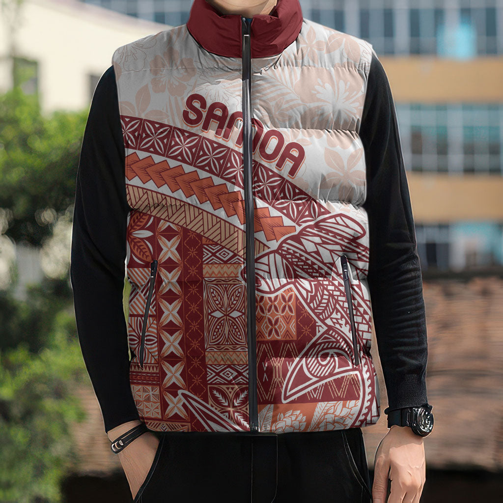 Samoa Mamanu Siapo Crimson Sleeveless Puffer Jacket Tatau Malie