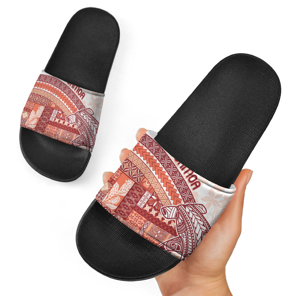 Samoa Mamanu Siapo Crimson Slide Sandals Tatau Malie