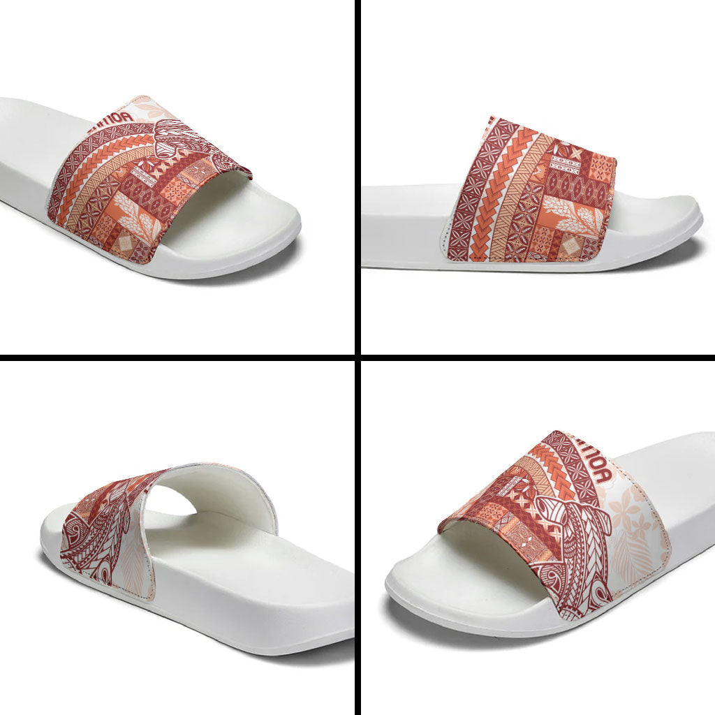 Samoa Mamanu Siapo Crimson Slide Sandals Tatau Malie