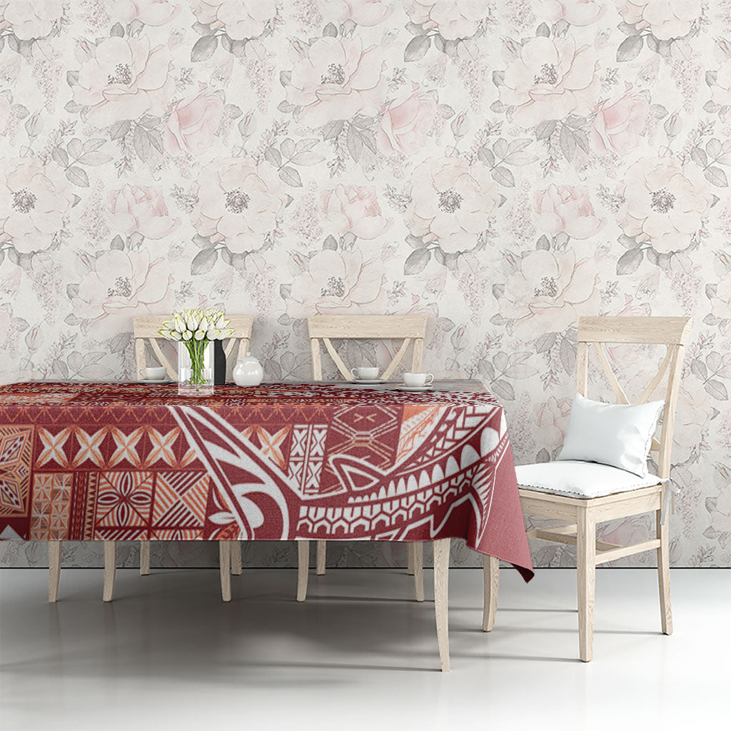 Samoa Mamanu Siapo Crimson Tablecloth Tatau Malie