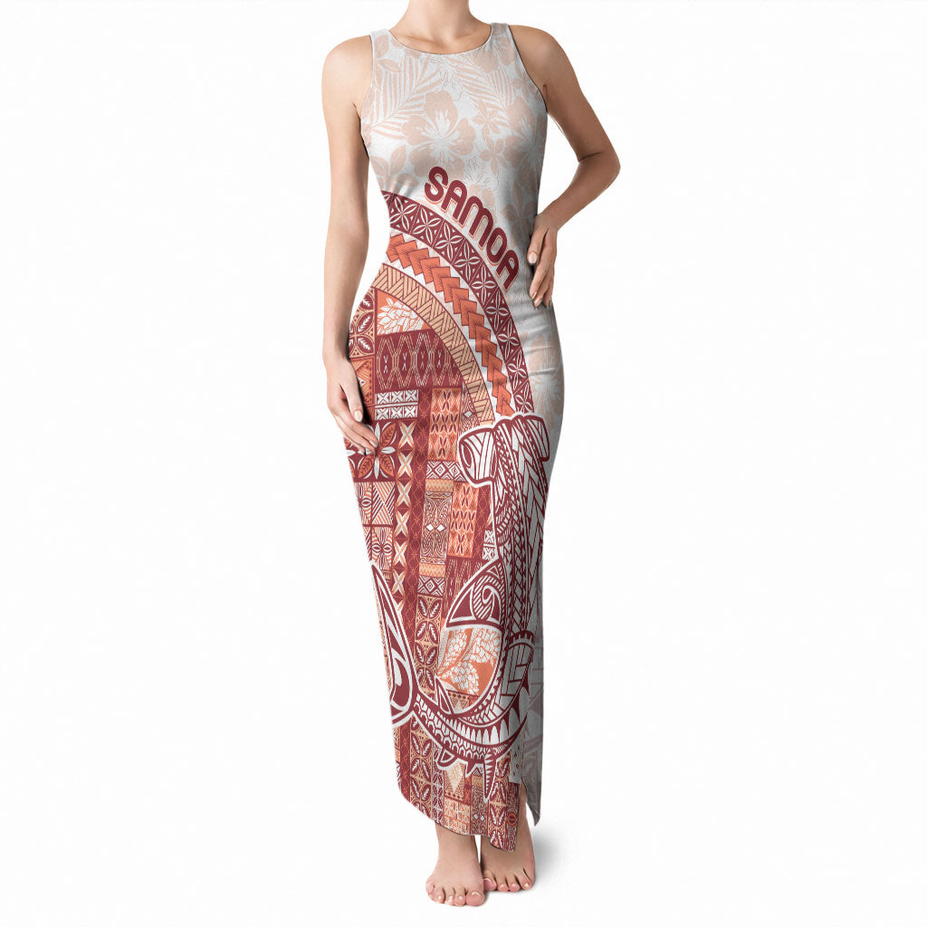 Samoa Mamanu Siapo Crimson Tank Maxi Dress Tatau Malie