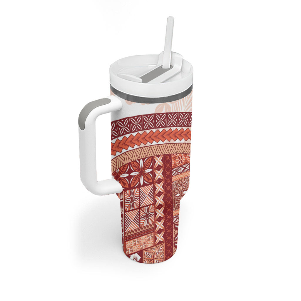 Samoa Mamanu Siapo Crimson Tumbler With Handle Tatau Malie