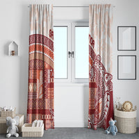 Samoa Mamanu Siapo Crimson Window Curtain Tatau Malie