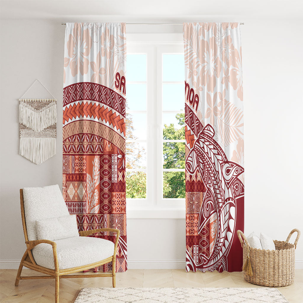 Samoa Mamanu Siapo Crimson Window Curtain Tatau Malie