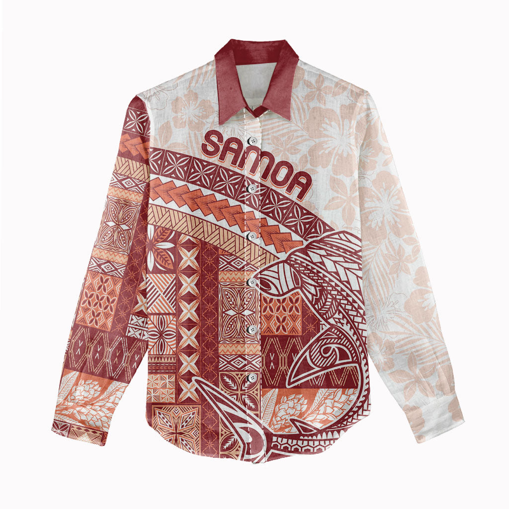Samoa Mamanu Siapo Crimson Women Casual Shirt Tatau Malie