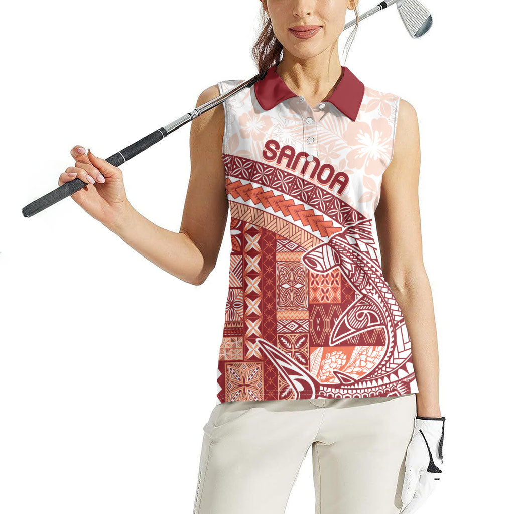 Samoa Mamanu Siapo Crimson Women Sleeveless Polo Shirt Tatau Malie
