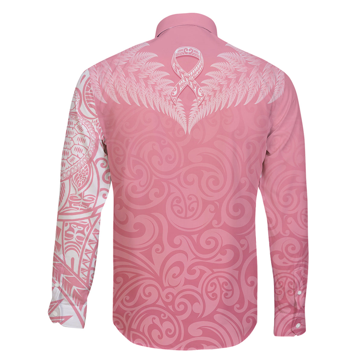 Personalised New Zealand Family Matching Off Shoulder Maxi Dress and Hawaiian Shirt Pink Ribbon Tattoo Mix Silver Fern LT7 - Polynesian Pride