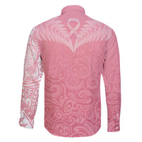 Personalised New Zealand Family Matching Off Shoulder Maxi Dress and Hawaiian Shirt Pink Ribbon Tattoo Mix Silver Fern LT7 - Polynesian Pride