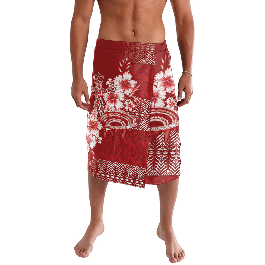 Tonga Ngatu Kupesi Royal Red Lavalava Koe Otua Mo Tonga Ko Hoku Tofia LT7 Red - Polynesian Pride
