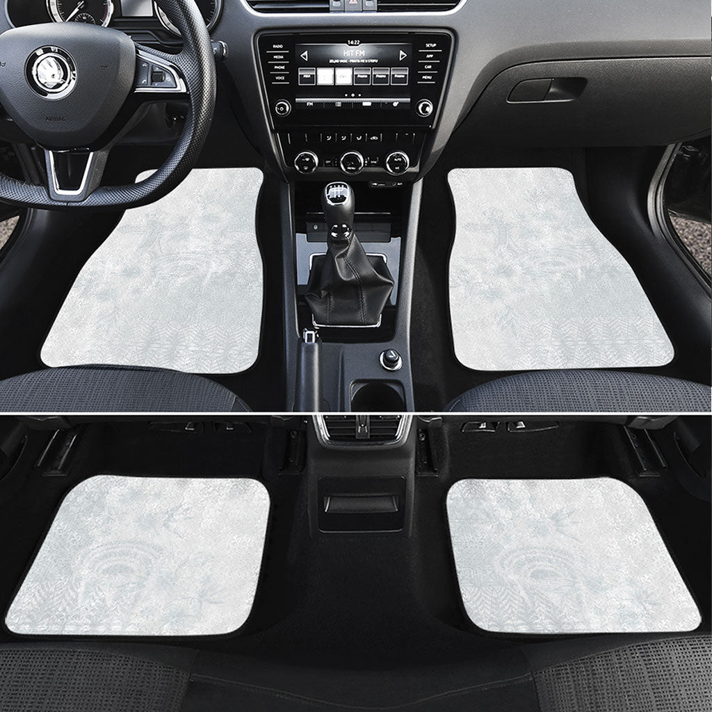 Tonga Ngatu Kupesi White Sunday Fakame Car Mats Koe Otua Mo Tonga Ko Hoku Tofia LT7 Set 4pcs White - Polynesian Pride