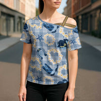 Aloha Hawaii Paniolo Jeans Palaka Cross Shoulder Shirt Coastal Rodeo - Polynesian Pride