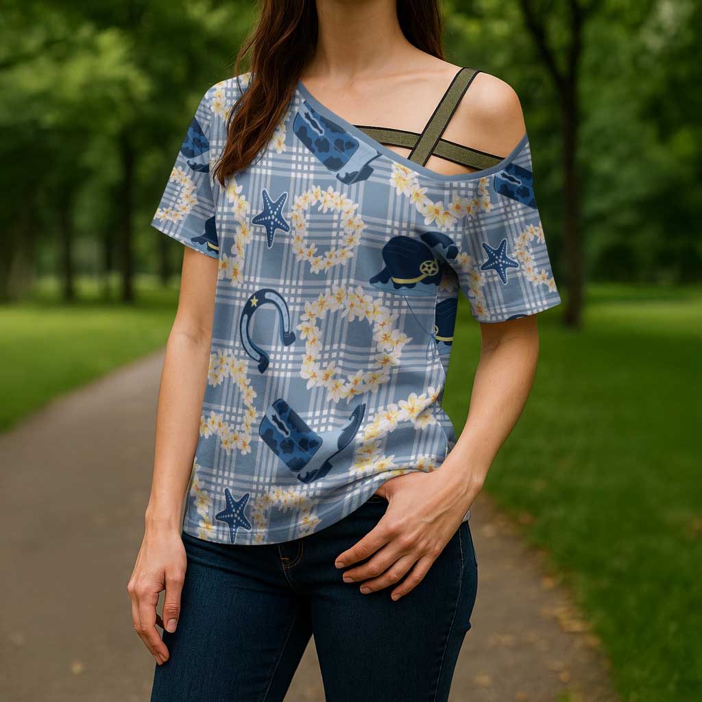 Aloha Hawaii Paniolo Jeans Palaka Cross Shoulder Shirt Coastal Rodeo - Polynesian Pride